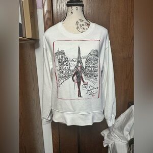Karl Lagerfeld Women's White Graphic Sweatshirt Size M
